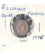 Ecuador K755, 5 Centavos UNC Nickel-Steel 1946 - $1.00