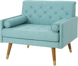 Mid-Century Modern Club Chair, Blue, Natural Christopher Knight Home Nour - £155.48 GBP