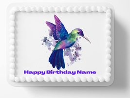 Hummingbird Hummingbirds Happy Birthday Edible Cake Topper Edible Cake T... - $15.47