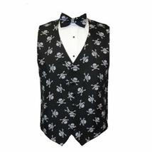 David&#39;s Formal Wear Skull and Bones Tuxedo Vest and Bow Tie Size Medium - £125.10 GBP