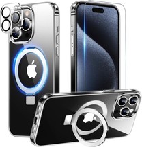 Compatible With iPhone 15 Pro Max 6.7&quot; Case Clear, with Magnetic Invisible Stand - £19.32 GBP