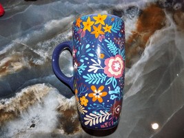 Sheffield Home Navy Blue Ceramic Flowers Floral Coffee Mug Tea Cup - £15.02 GBP