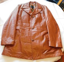 JC Penney Men&#39;s Leather Jacket  Size 46L Terra Cotta or Rust Color GUC - £80.49 GBP