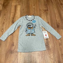 Misha Lulu Girls Hey Animal Gray Tunic Long Sleeve T-Shirt NEW Size 8 Cotton - £14.24 GBP