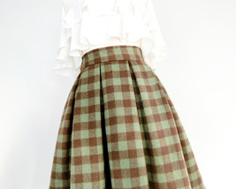 Winter Plaid Pleated Skirt Outfit Women Woolen Plus Size Pleated Skirt image 6