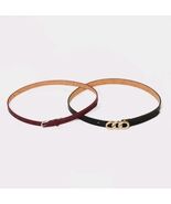 A New Day Women&#39;s Medium Chain Prong Belt 2pk Black/Burgundy  - $11.99