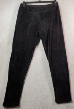 Cuddl Duds Sleepwear Pants Womens Large Black Velour Casual Elastic Waist Logo - £13.07 GBP
