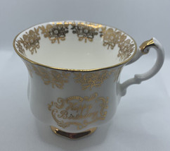 Vintage Paragon English Bone China Cup &quot;Happy Birthday&quot; with Gold Trim - £7.82 GBP