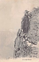 Glacier Selkirk Mountain B.C.~In A Tight CORNER-GOAT HUNTER~1907 Photo Postcard - £7.76 GBP