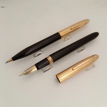 Sheaffer Crest 593 Black with 23kt Electroplated Cap Ball &amp; Fountain Pen Set - £266.04 GBP