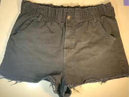 2XL Black Paper Bag Jean Shorts- NoBo No Boundaries -Cutoff Cotton/Spandex EUC - £6.60 GBP