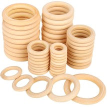 Bestsupplier 50 Pcs Unfinished Solid Wooden Rings For Craft, Ring Pendan... - $22.99