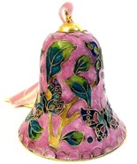 Mays Dept Store Pink Cloisonne Hand Crafted Bell 2.75&quot; x 3&quot; With Tag NIB - £14.32 GBP