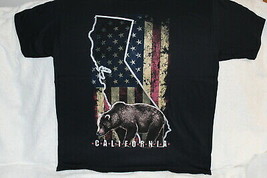 California American Flag Bear Usa Cali T-SHIRT Shirt - £8.99 GBP