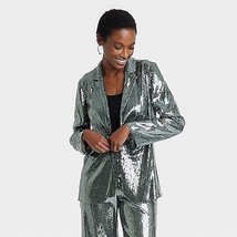 Women&#39;s Holiday Sequin Blazer - A New Day Silver S - $23.99