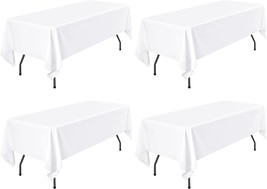 4 Pack Tablecloth 60 x 102 Inch White Rectangle Table Cloth for 6 Foot Tables Wr - £55.23 GBP