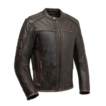 Men&#39;s FirstMFG Rider Club Vented CE Armor Leather Motorcycle Jacket - £227.56 GBP