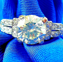 Earth mined Diamond Deco Engagement Ring 1.84ct Vintage Solid Platinum Solitaire - $15,471.35 CAD