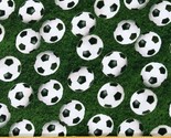 Cotton Soccer Ball Grass Sports Life Green Fabric Print by the Yard D667.72 - £9.70 GBP