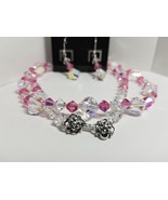 Pink (Rose AB) Crystal Necklace and Earrings - £34.56 GBP