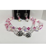 Pink (Rose AB) Crystal Necklace and Earrings - £32.90 GBP