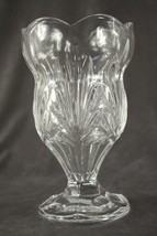 MODERN Shannon Godinger Crystal Vase TULIP Pattern Footed Flower Vase 6.75&quot; Tall - £14.15 GBP