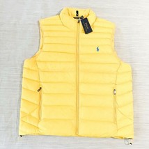 Polo Ralph Lauren Packable Quilted Vest Yellow Blue Pony - $153.84