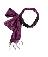 Versatile Purple Amethyst Stone Beads Bamboo Yarn Long Scarf Necklace - £37.59 GBP