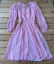 Vintage Handmade Women’s Long Sleeve Knee Length Dress Size S Pink K3 - £41.58 GBP