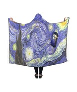 Starry Night Van Gogh feat Tardis Police Box Hooded Blanket 60&quot; x 50&quot; - $55.00