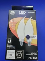 Pack Of 2 GE LED 40 Watt, 300 Lumens lightbulbs candle tip, soft white, frosted - £11.76 GBP