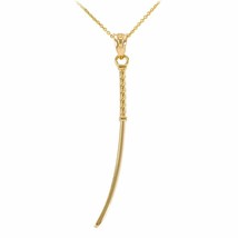 14k Yellow Gold Katana Japanese Samurai Sword Martial Arts Charm Necklace - £182.74 GBP+