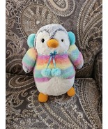 Aurora Penguin Plush Pom Pom Stuffed Animal Toy Rainbow Multi Gray 12&quot; W... - $27.01 CAD