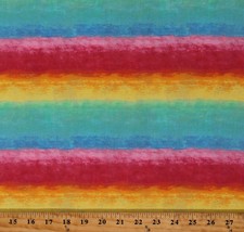 Cotton Rainbow Stripes Pastel Multicolor Fabric Print by the Yard D470.55 - £8.75 GBP
