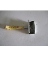 Vintage GEM Safety Razor Shaver ivory color Bakelite Handle Made USA 4&quot; GUC - $9.41
