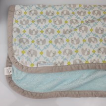 Blankets &amp; Beyond Elephant Blue Gray Green Baby Blanket 2014 Damask Scro... - £23.32 GBP