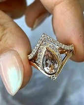 Splendido anello di fidanzamento unico con Morganite e diamante con taglio... - £82.01 GBP