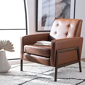 Safavieh Home Collection Roald Faux Leather Sofa Accent Club Chair ACH62... - £485.03 GBP
