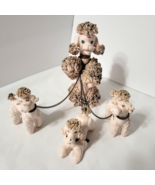Blue Rhinestone Eyes Spaghetti Poodles Mom w Chain 3 Pups Pink + Black M... - €56,81 EUR