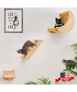 Cat Wall Hammock Moon Shelf, Solid Wood Climbing Perch &amp; Steps, Indoor C... - $617.19 MXN+