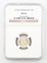 1910-B Switzerland 1/2 Franc Silver Coin Slabbed MS 64 NGC Graded Swiss ... - £141.84 GBP