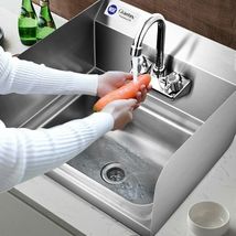 Stainless Steel Sink Wall Mount Hand Washing Sink with Faucet and Side S... - $174.49