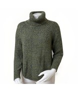 Prana Callisto Sweater Womens Sz M Green Chunky Wool Blend Pullover Turt... - $52.49 CAD