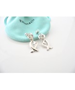 Tiffany &amp; Co Silver Loving Heart Dangle Dangling Earrings Rare Gift Pouc... - £277.82 GBP