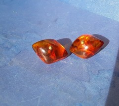 Vintage USSR Men Jewelry Baltic Amber gems Gold plated CUFFLINKS 10g mar... - £38.84 GBP