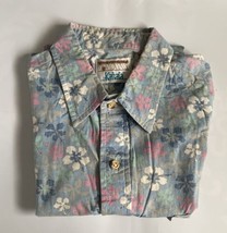 Vintage Kahala Hawaiian Aloha Shirt 4 Button M Reverse Print Floral Hibiscus - £14.92 GBP