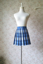 Navy Plaid Skirt Outfit Women Girl Pleated Plaid Skirt Navy Plaid Mini Skirts image 4