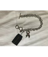 Cookie Lee Pink Crystal Bow Cancer Awareness Bracelet NWT - $9.00