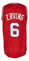 Julius Dr J Erving Philadelphia Signé Rouge Pro Style Basketball Jersey JSA - £211.12 GBP