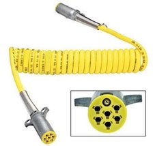 Bee 15ft, 7-Way ISO Yellow Electrical Coil Assembly, 12&quot; Lead 12&#39; Working Cable, - £104.70 GBP